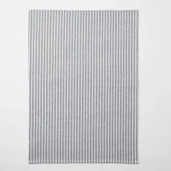 Yarn Dye Stripe Tea Towel Set Of 3 - Charcoal