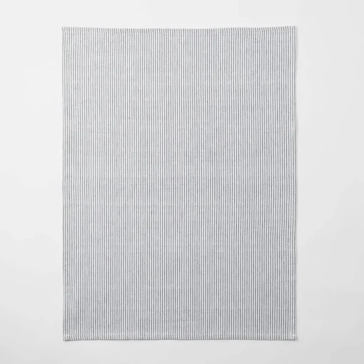 Yarn Dye Stripe Tea Towel Set Of 3 - Charcoal