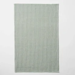 Yarn Dye Stripe Tea Towel Set Of 3 - Khaki